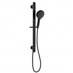 Kara Matte Black Round Hand Shower On Rail With Water Inlet